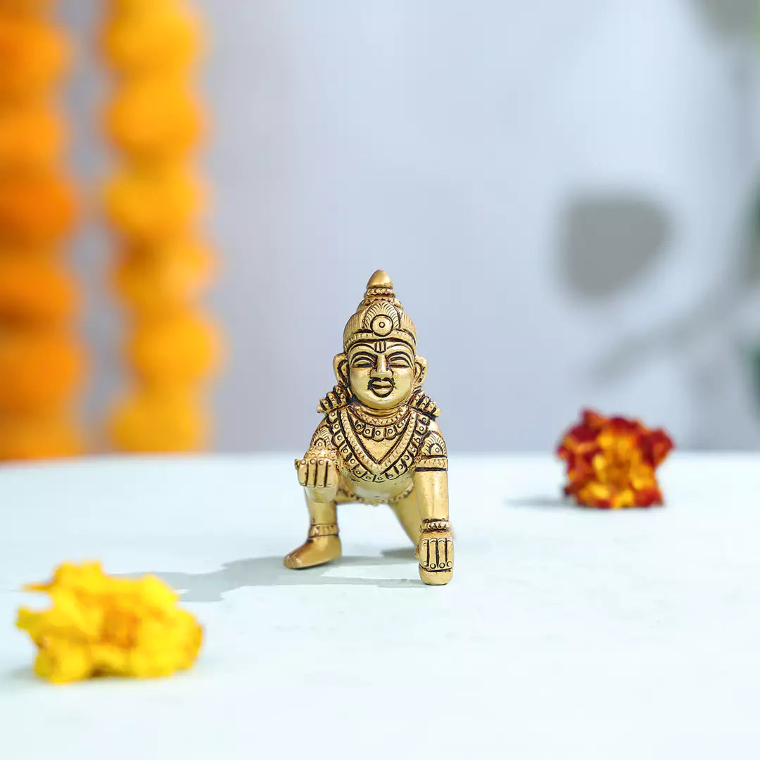 Brass Makhan Chor Bal Krishna Idol