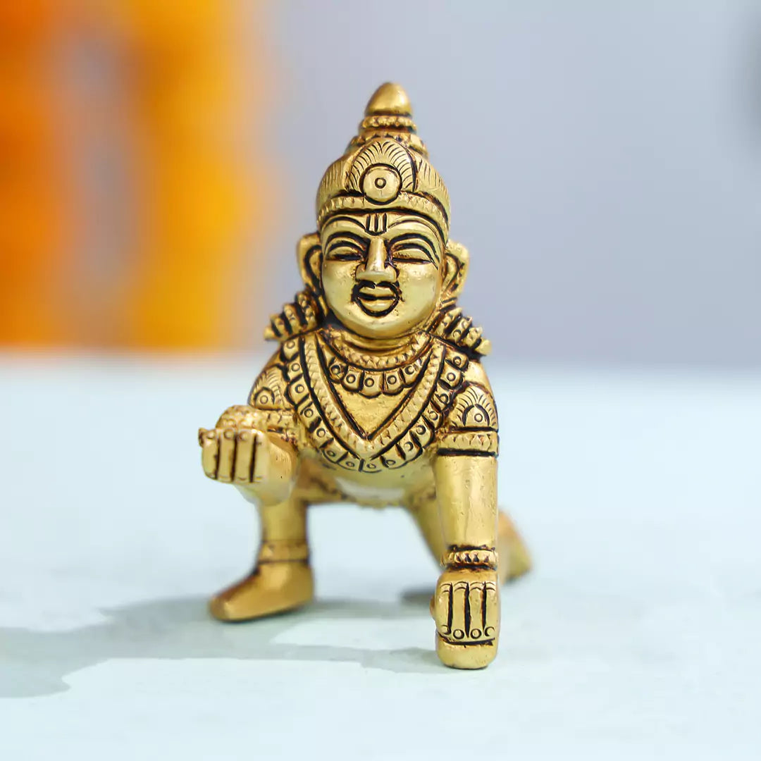 Brass Makhan Chor Bal Krishna Idol