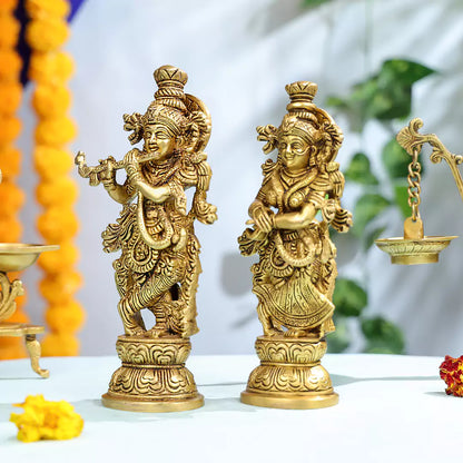 Brass Divine Shree Radha And Lord Krishna Idol