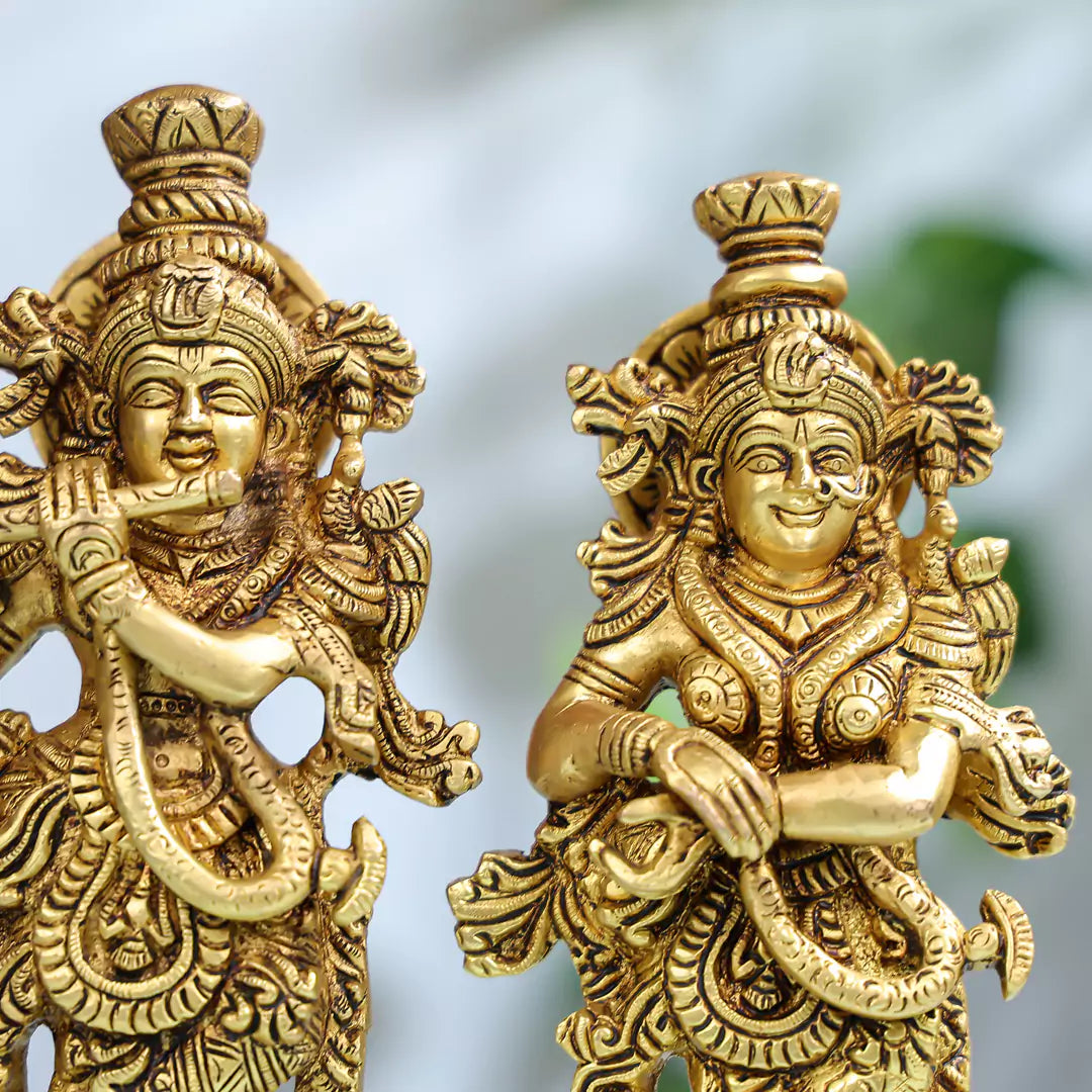 Brass Divine Shree Radha And Lord Krishna Idol