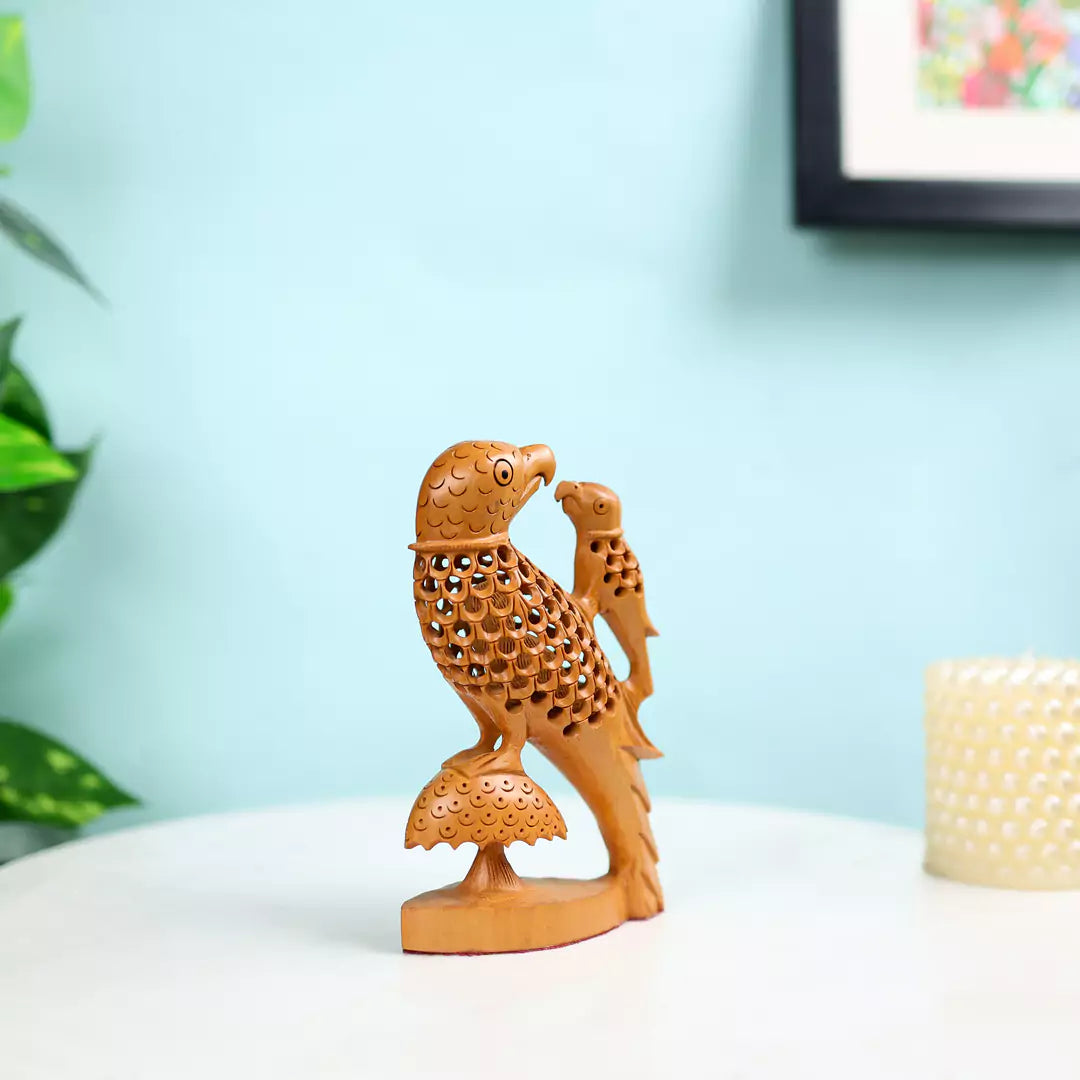 Wooden Netted Handmade Parrot Mother And Child