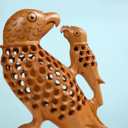 Wooden Netted Handmade Parrot Mother And Child