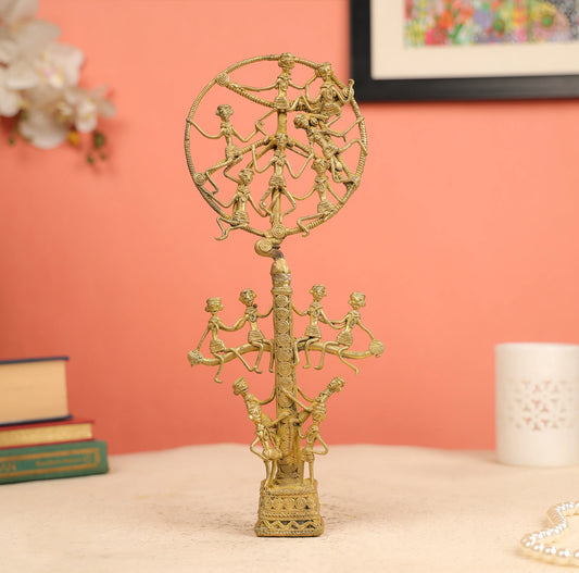 13" Dhokra Art Tribal Tree Of Life Table Decor