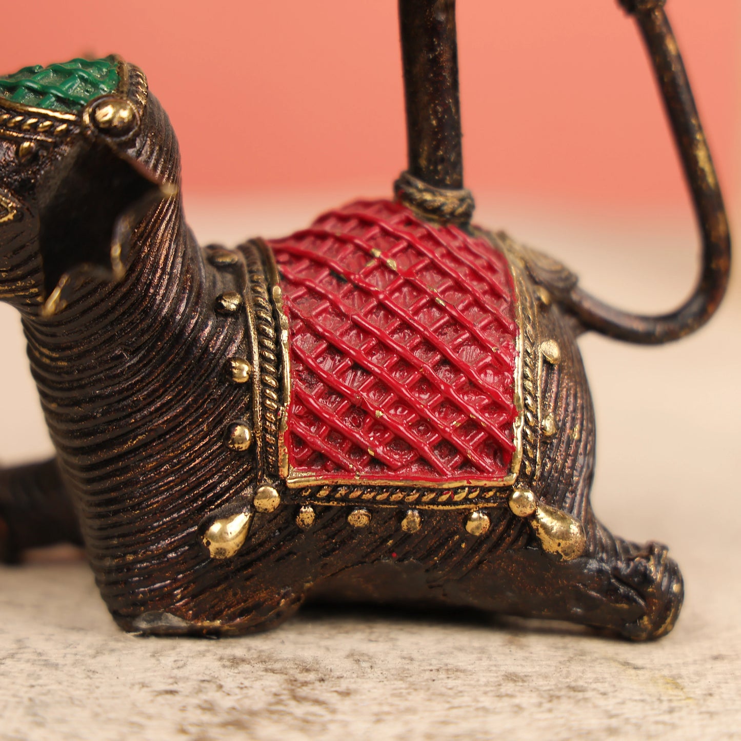 6" Dhokra Art Coloured Tribal Elephant Candle Holder