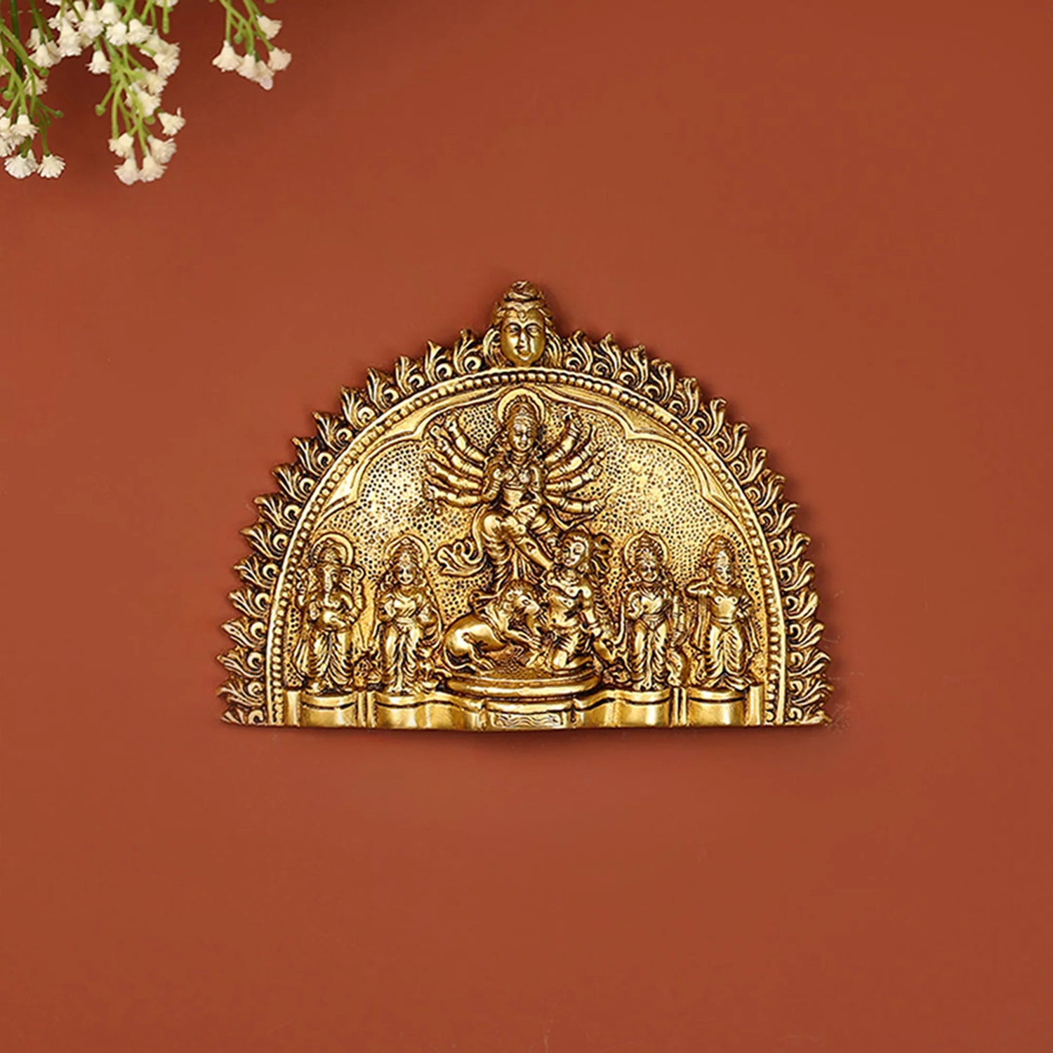 Brass Durga Parivar Wall Hanging Plate
