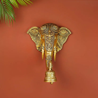 Brass Ganesha Wall Hanging with Bell