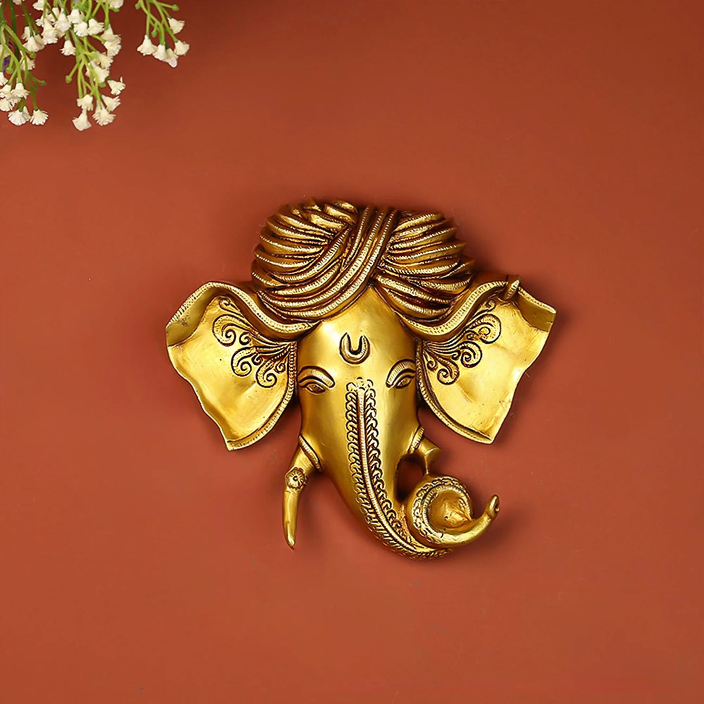 Brass God Ganesha Mask Wall Hanging