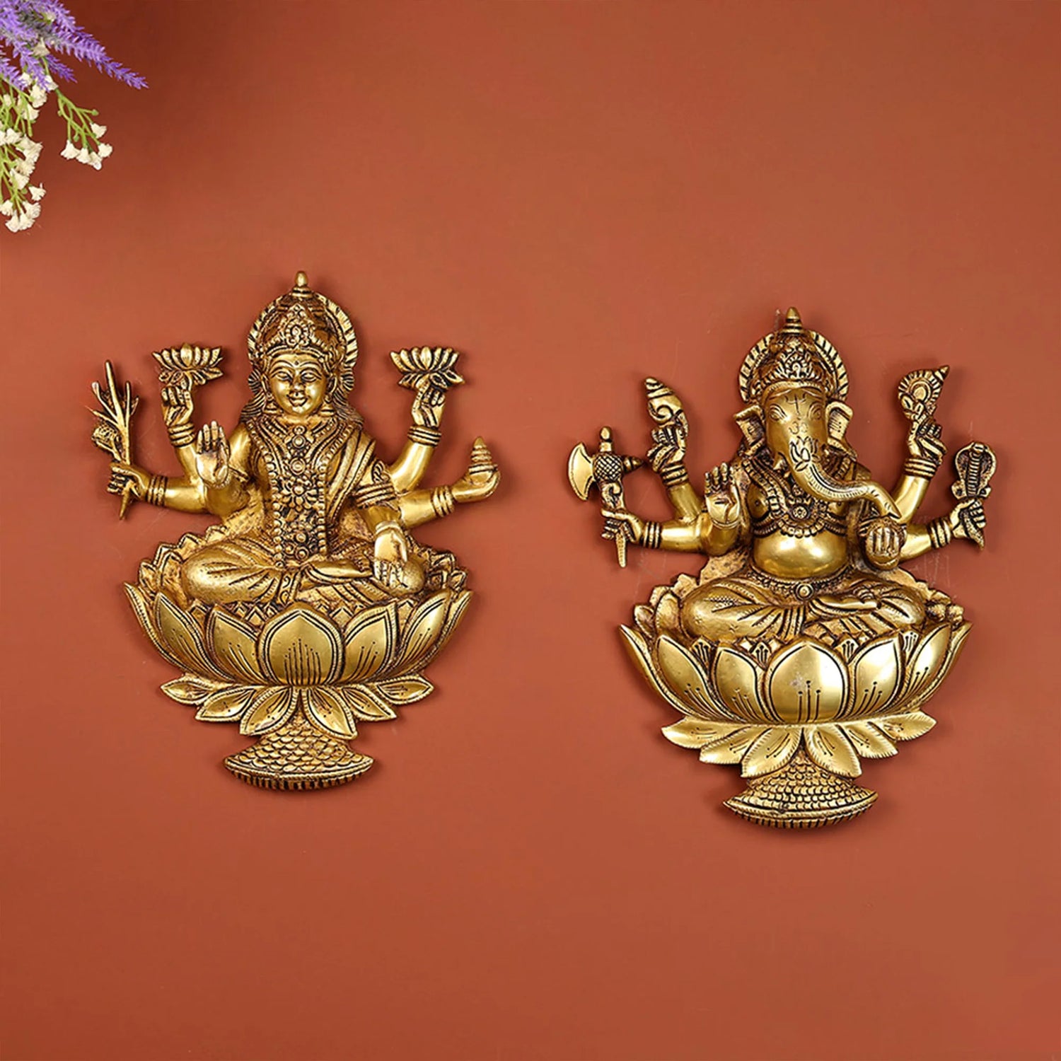 Brass Laxmi And Ganesha Idol Wall hanging 