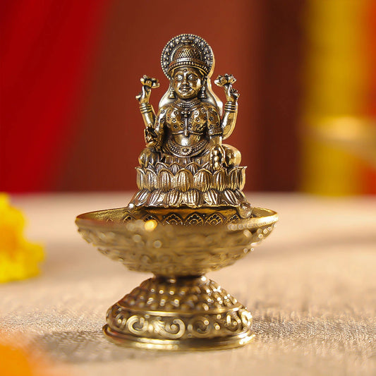 Premium Brass Finish Goddess Laxmi Diya