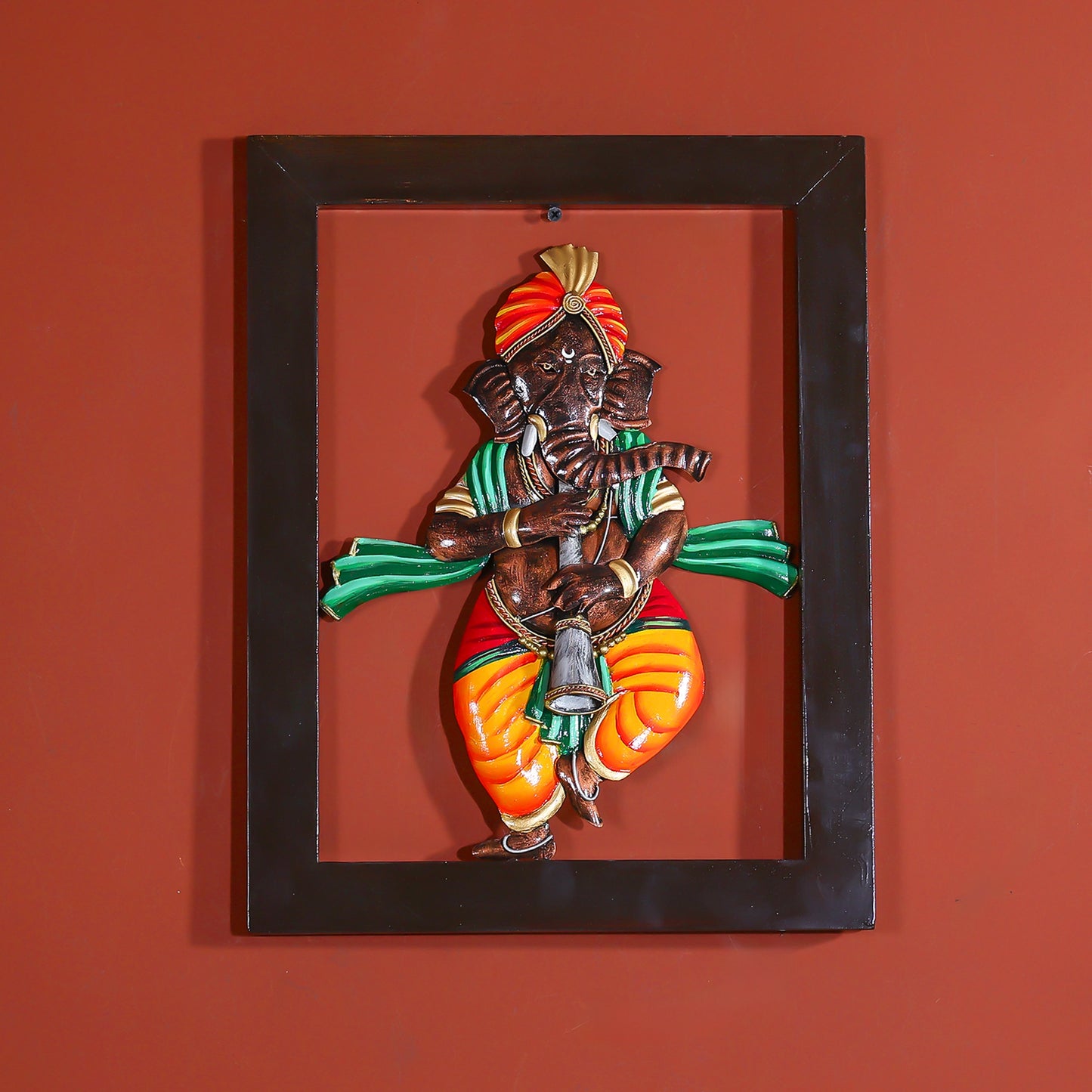 Hand Painted Iron Lord Ganesha Wall Art