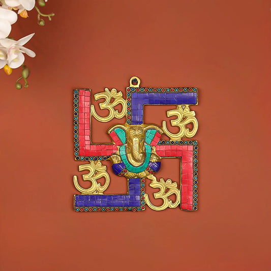 Lord Swastik Ganesha Metal Wall Hanging