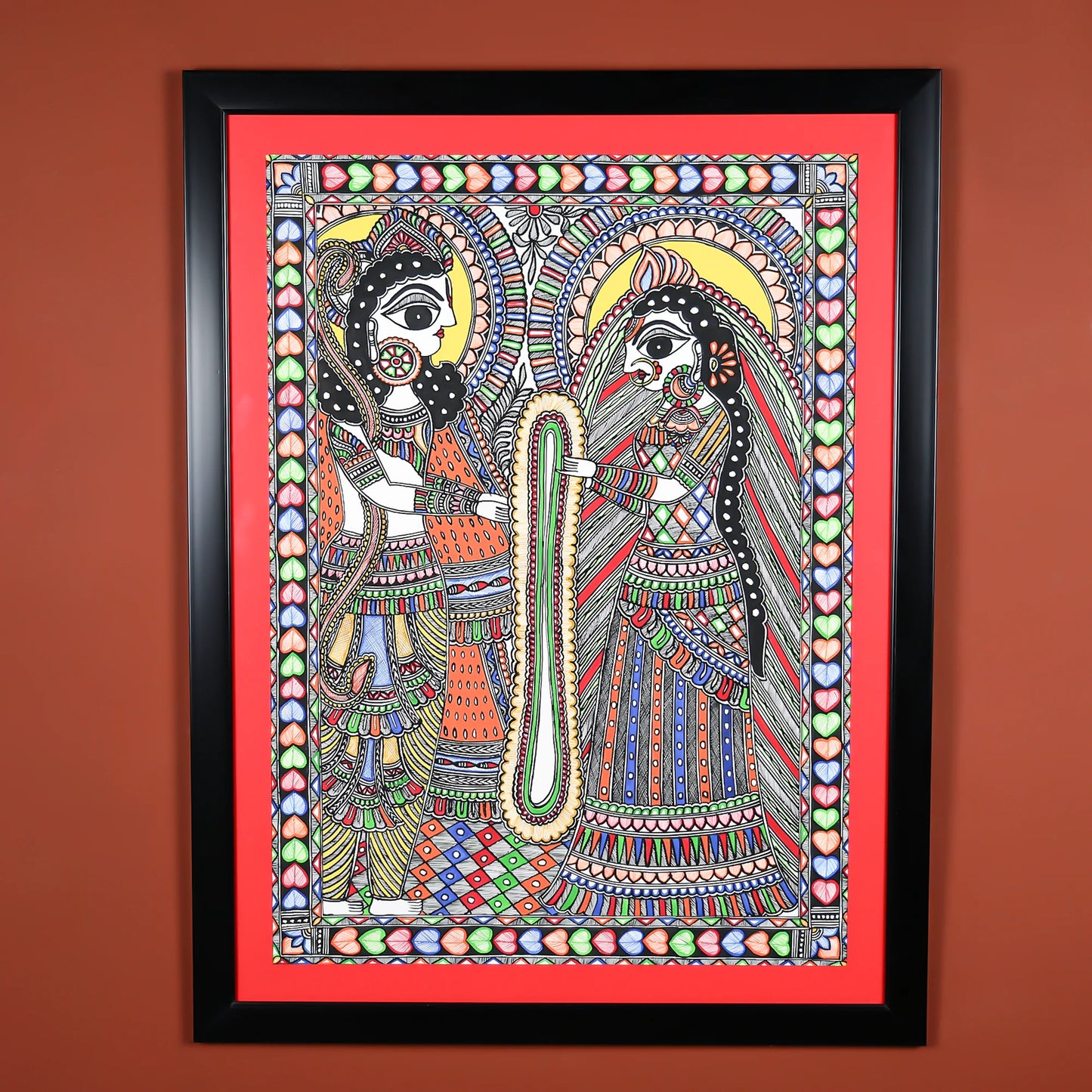 Traditional Painting Of A Wedding Garland Ceremony