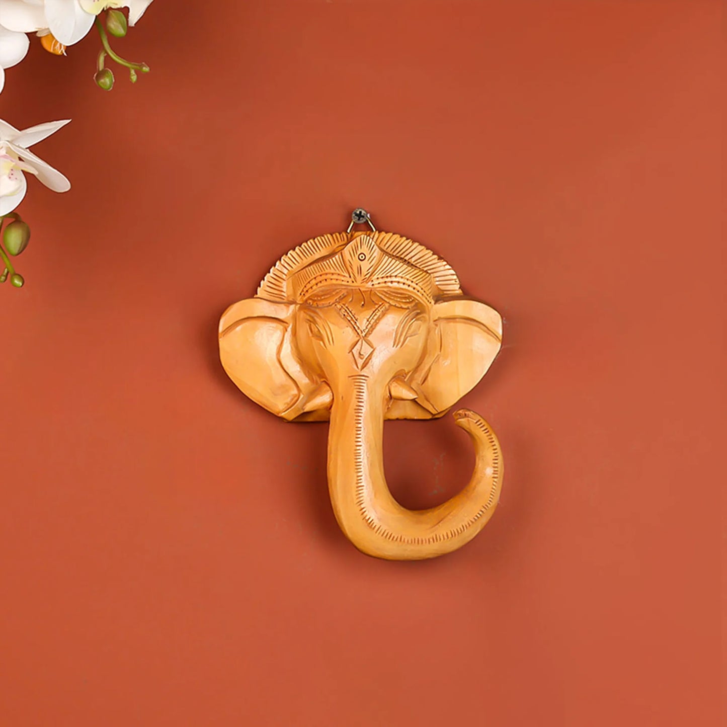 Great Decor Elegant Wooden Lord Ganesha Face Idol