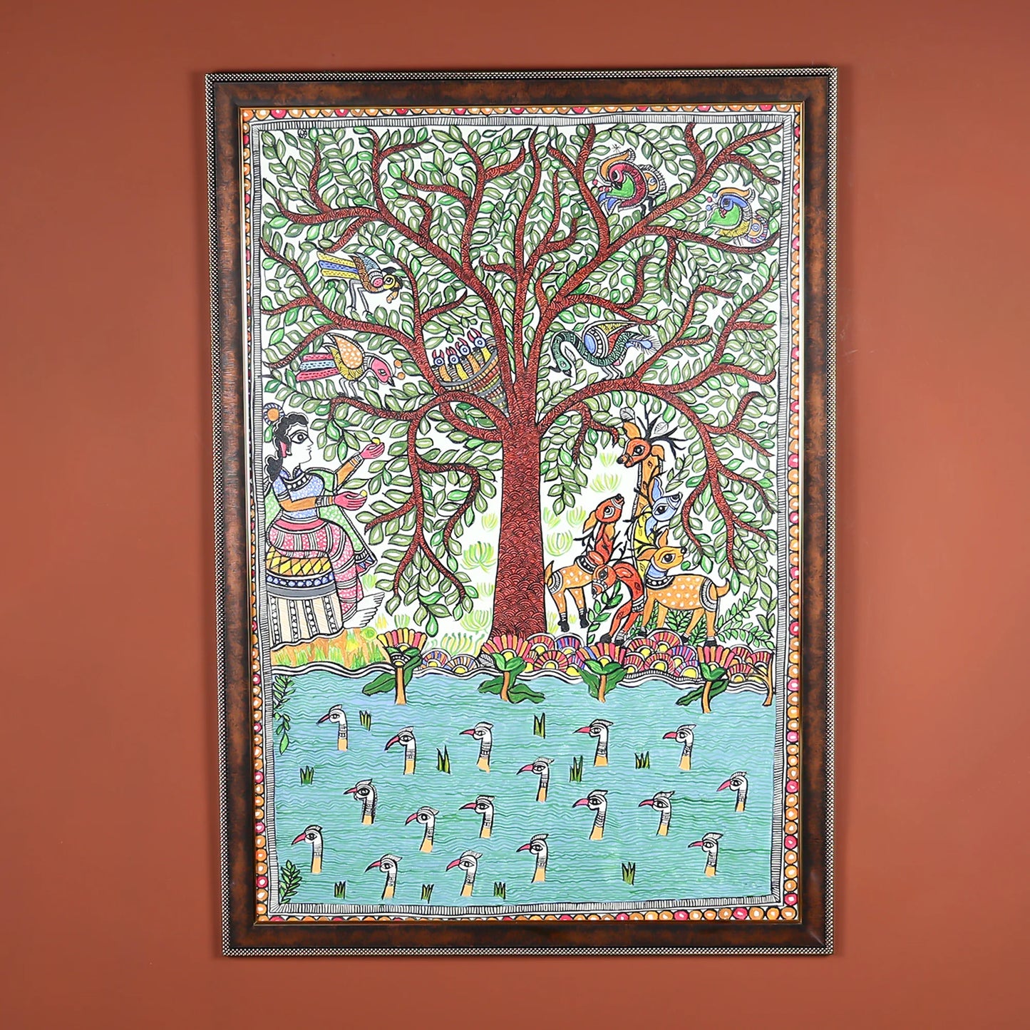 Artwork Of Woman, Birds, And Deer Enjoying Nature