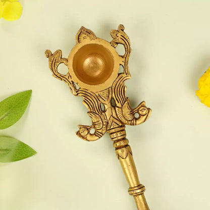 Brass Lord Garuda Pooja Hawan Spoon -11 Inch