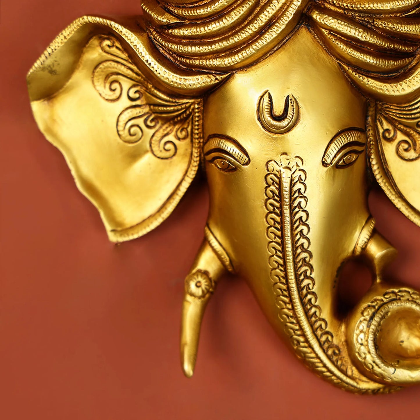 Brass God Ganesha Mask Wall Hanging