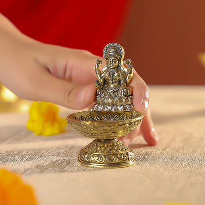 Premium Brass Finish Goddess Laxmi Diya