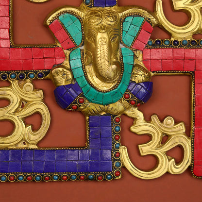 Lord Swastik Ganesha Metal Wall Hanging