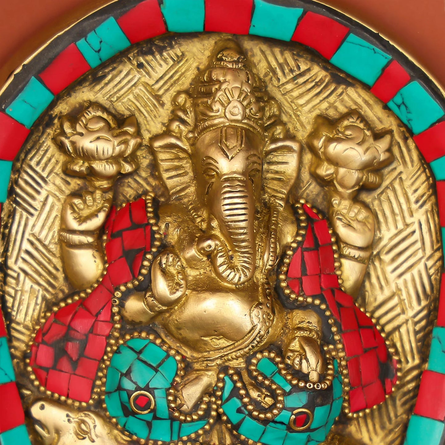 Brass Ganesha Wall Hanging with Stonework