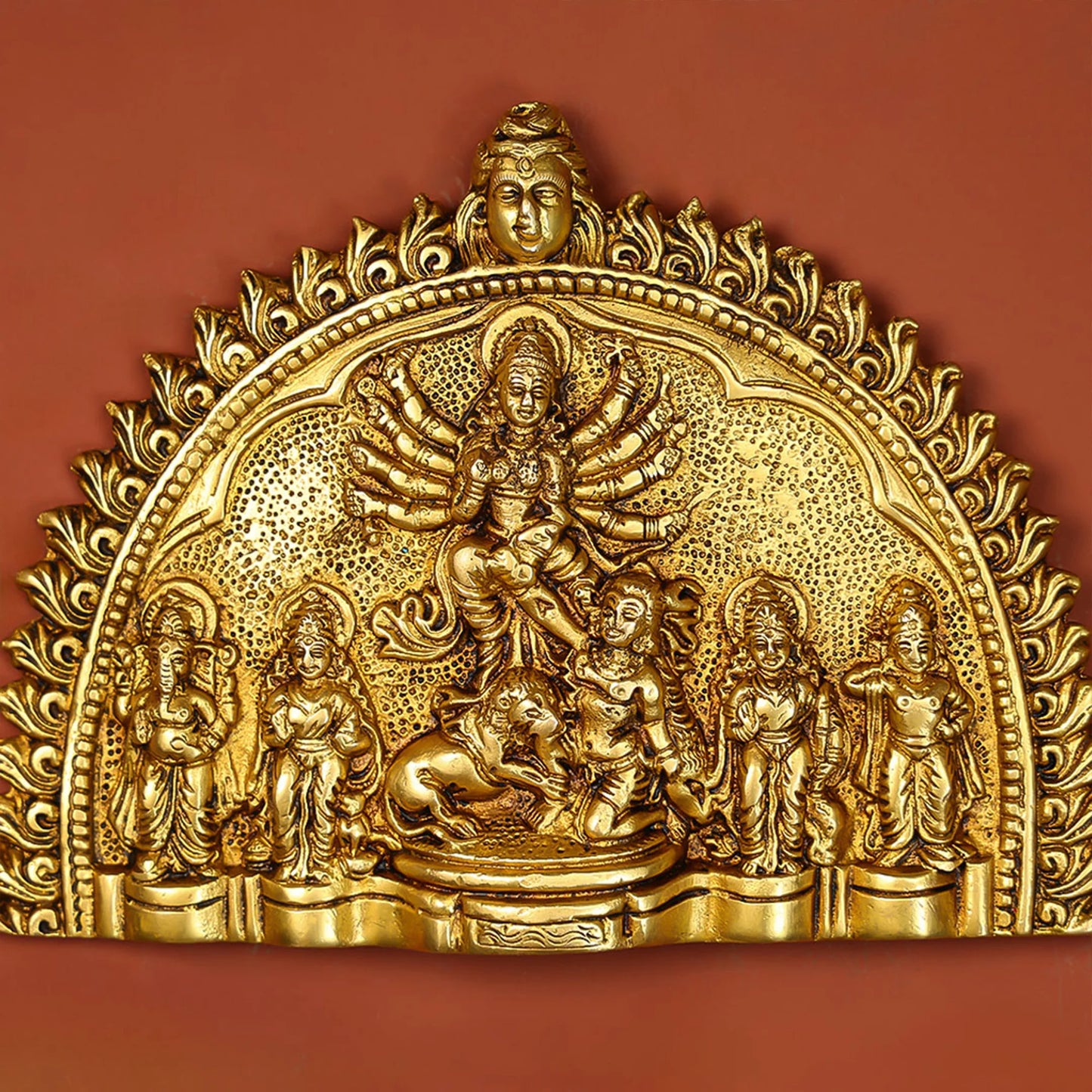 Brass Durga Parivar Wall Hanging Plate