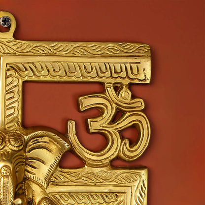 Lord Ganesh on Om Swastik Wall Hanging Decorative Showpiece