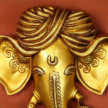 Brass God Ganesha Mask Wall Hanging