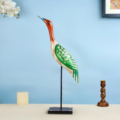 Handcrafted Wooden Crane Figurine