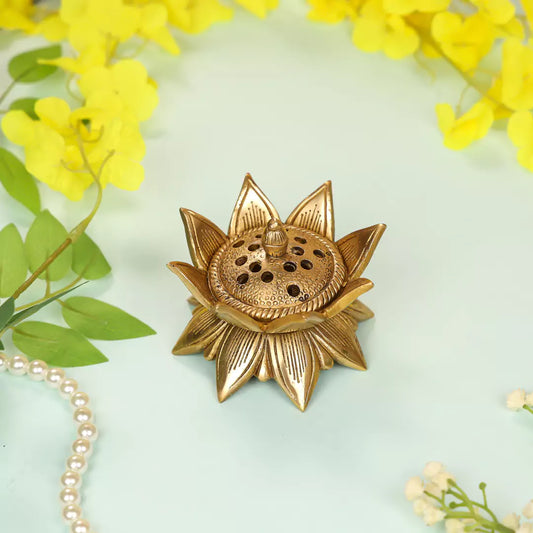 3" Brass Lotus Shaped Designer Incense Holder 3