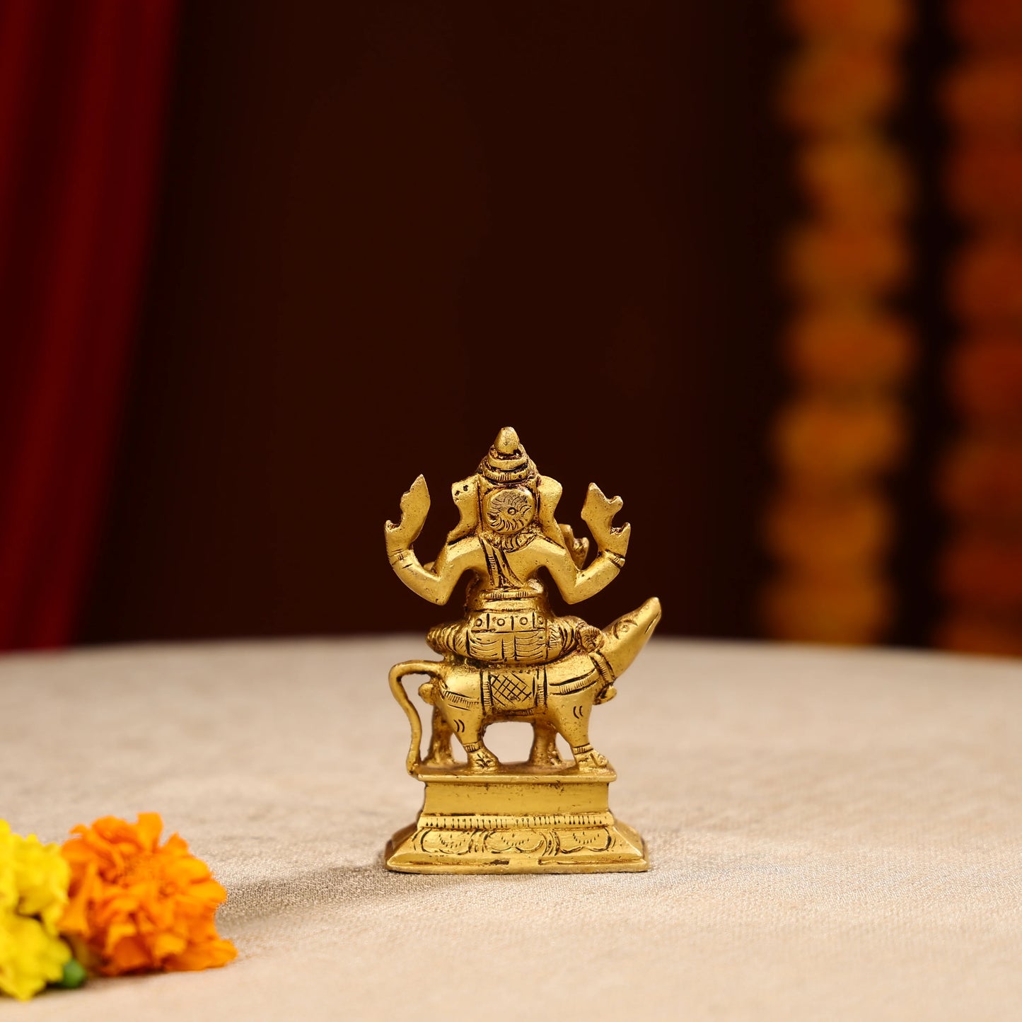 4.5" Super Fine Brass Lord Ganesha Idol Seated on Mouse