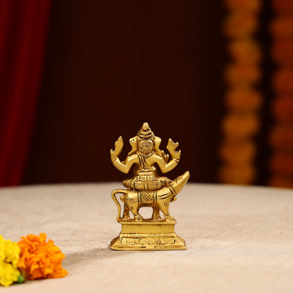 4.5" Super Fine Brass Lord Ganesha Idol Seated on Mouse