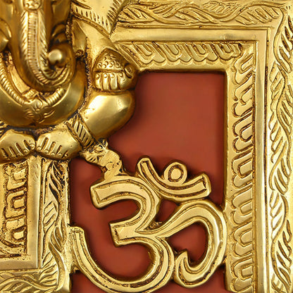 Lord Ganesh on Om Swastik Wall Hanging Decorative Showpiece