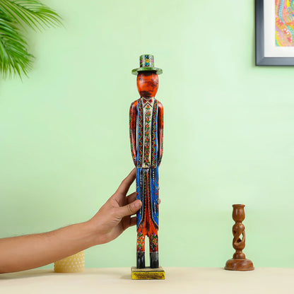 Handcrafted Wooden Gentleman Figurine