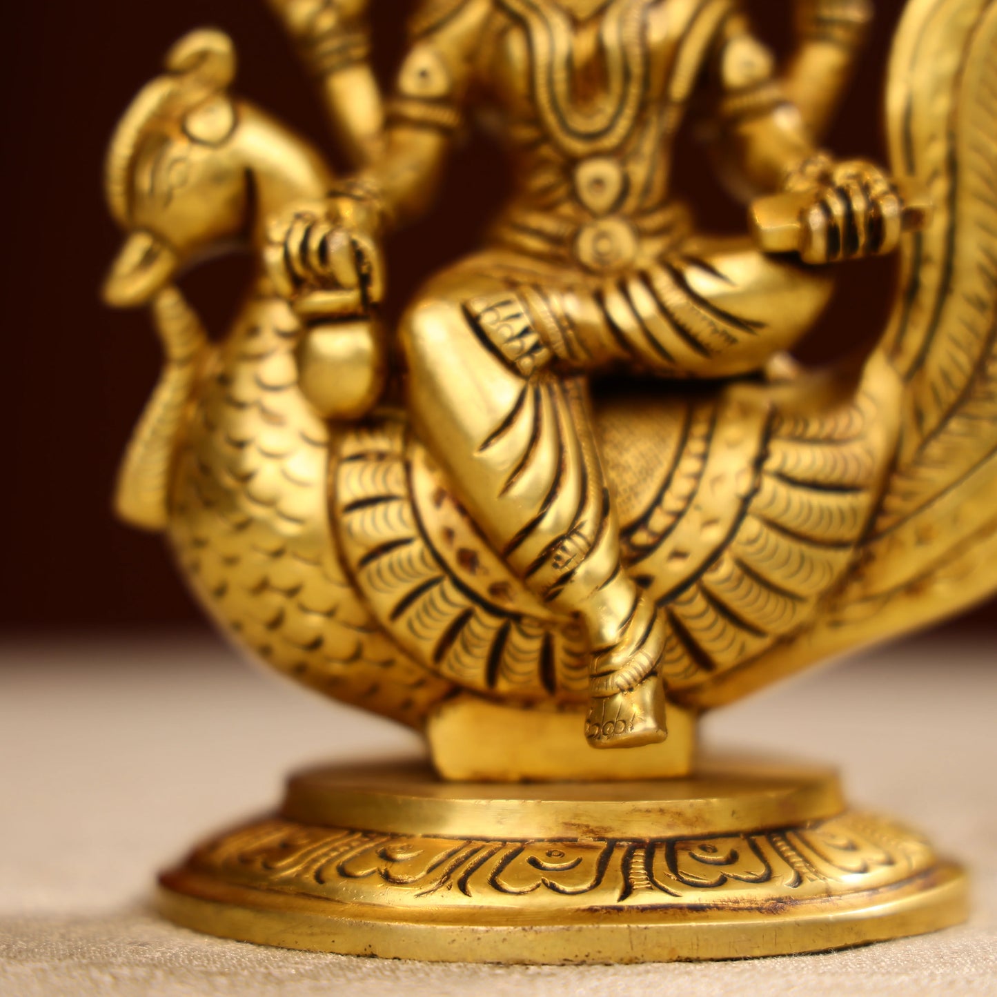 5.5" Super Fine Brass Goddess Gayatri Idol On Swan