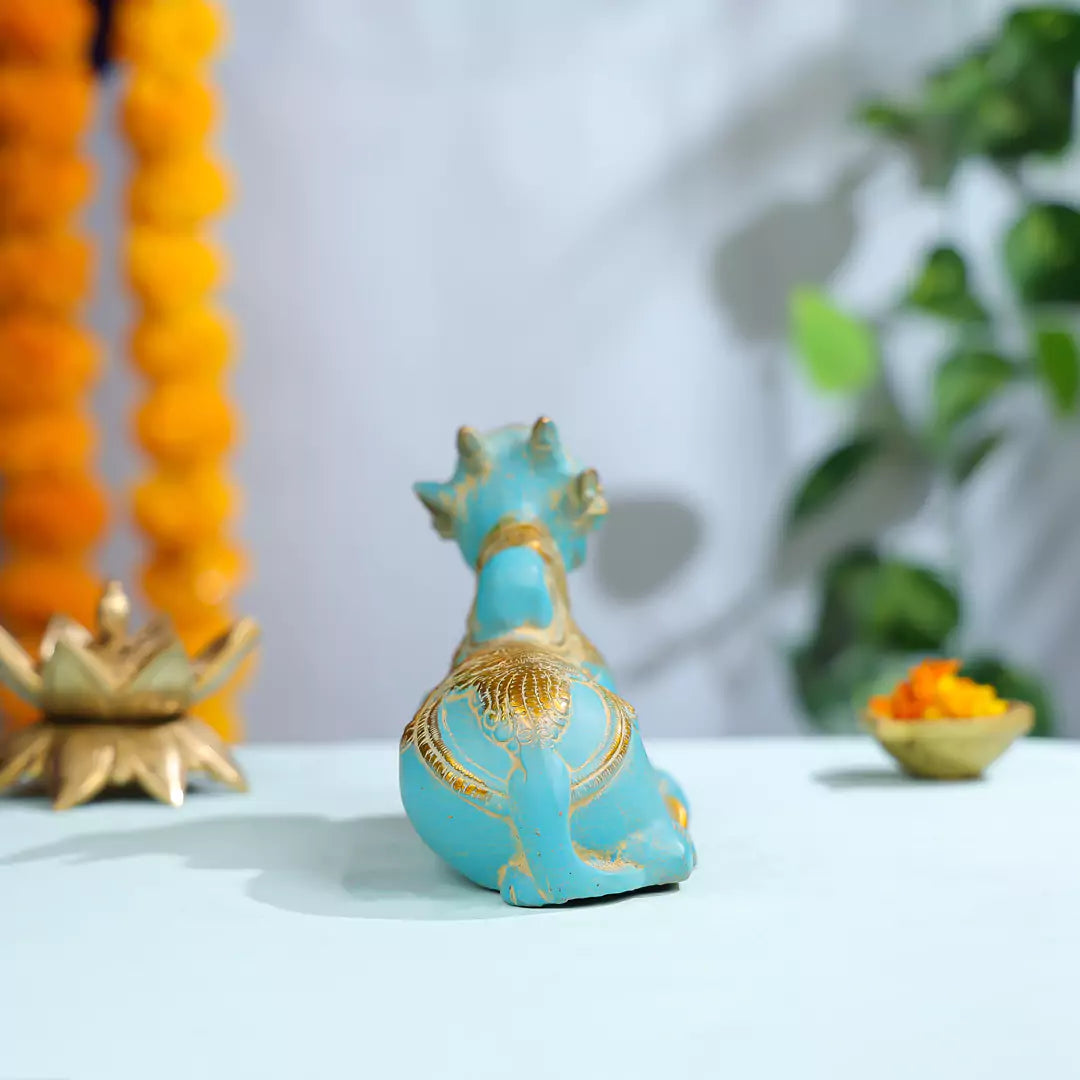 5.5" Coloured Brass Lord Nandi Statue 