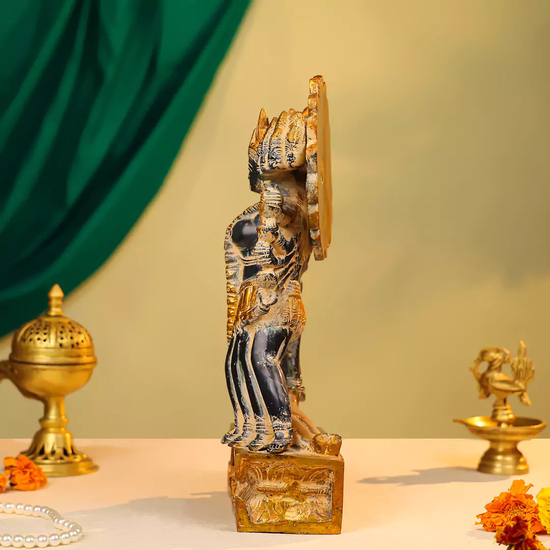 Coloured Brass Goddess Kali Idol Antique Finish 15 Inch