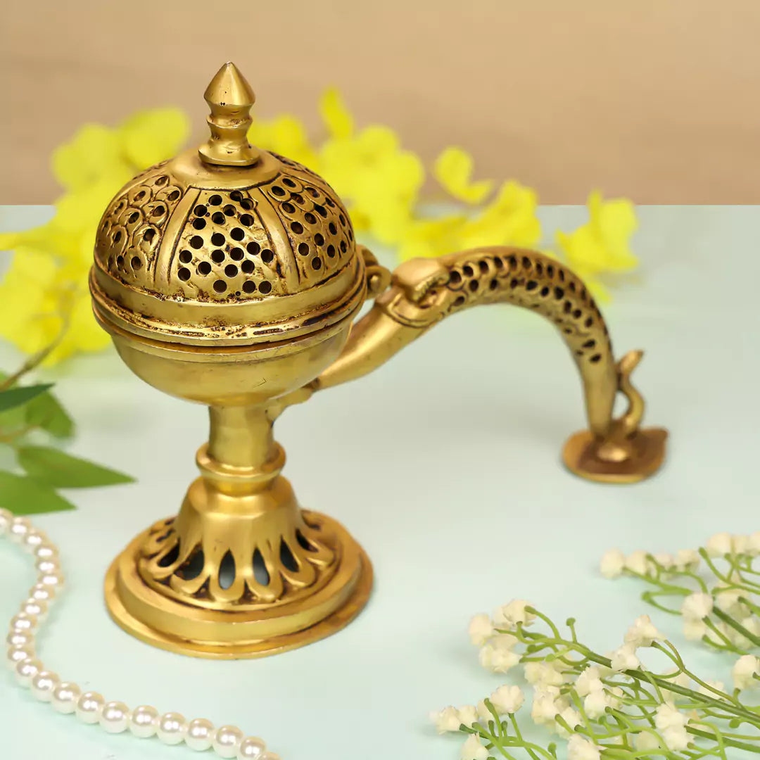 5" Brass Handle Incense Holder Loban Dhoop Dani