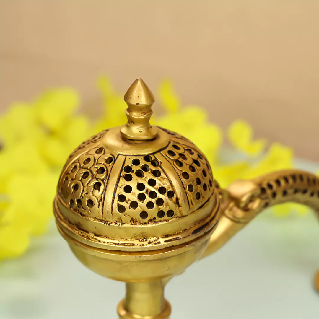 5" Brass Handle Incense Holder Loban Dhoop Dani 3