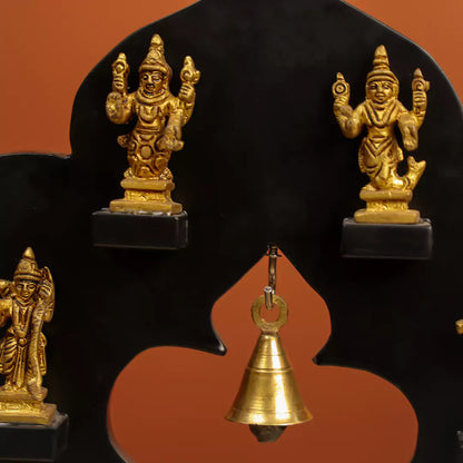 Brass Mini Idols Of Vishnu Dashavatara With A Black Frame