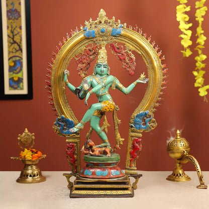 Multi-Colour Brass Nataraj Idol