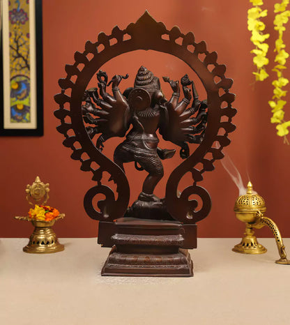 Brown Colour Brass Tandav Ganesh Nataraj Idol