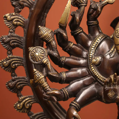 Brown Colour Brass Tandav Ganesh Nataraj Idol