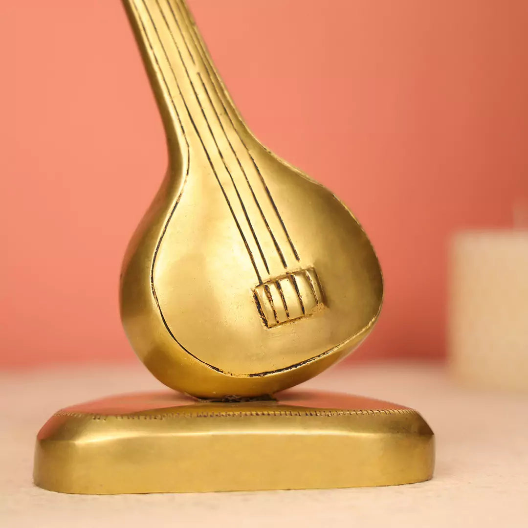 Lord Ganesh Mukh With Veena Brass Idol