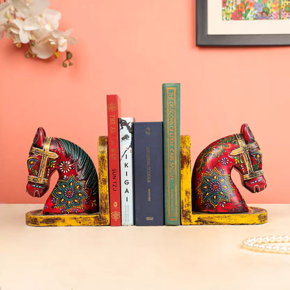 Colourful Wooden Horse Head Bookends