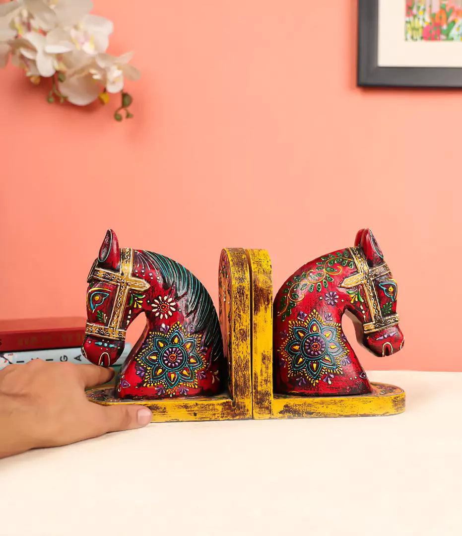 Colourful Wooden Horse Head Bookends