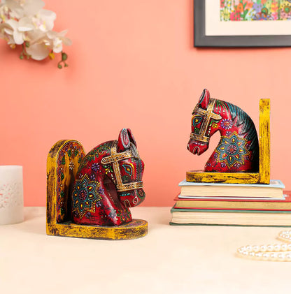 Colourful Wooden Horse Head Bookends