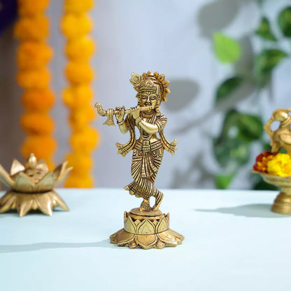 Brass Lord Krishna Playing Flute