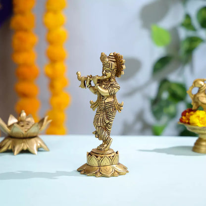 Brass Lord Krishna Playing Flute