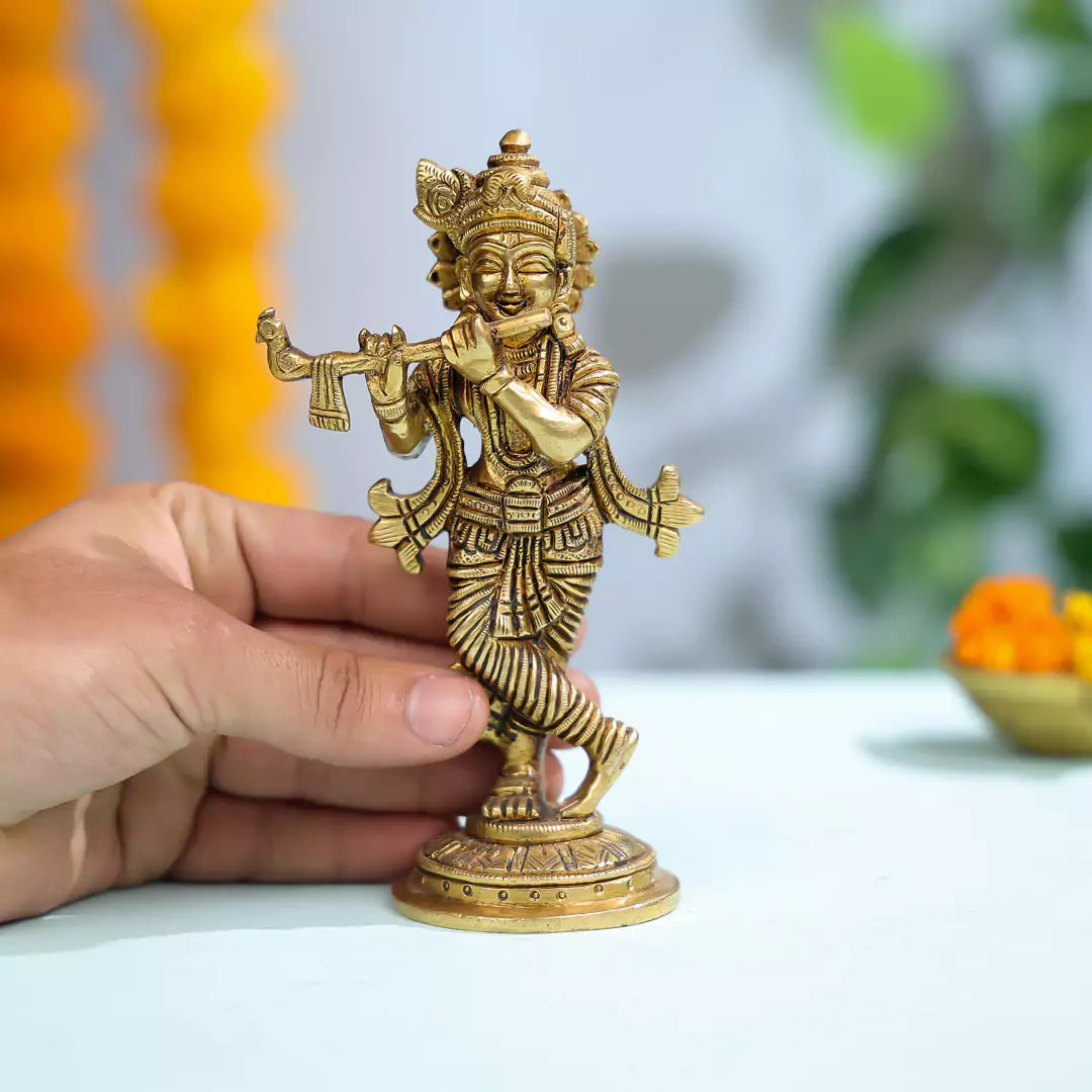 Lord Krishna Brass Figurine