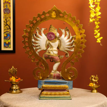 Coloured Brass Lord Ganesh Nataraja