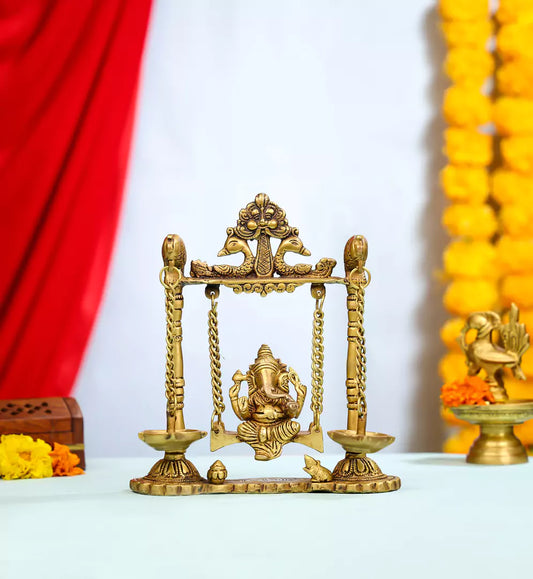 Brass Lord Ganesh On A Swing